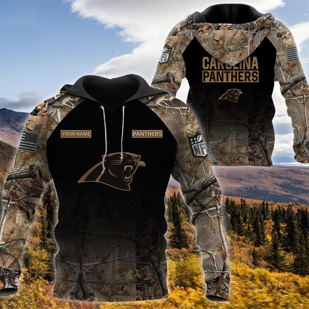 Personalized Your Name NFL Carolina Panthers OCP Camouflage Hooide