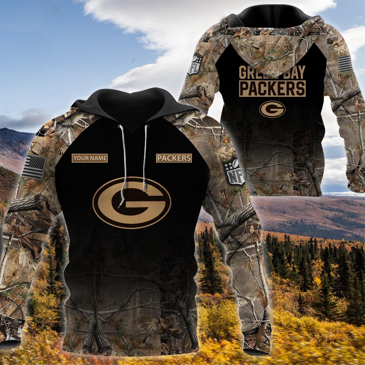 Green Bay Packers NFL Personalized Your Name Fishing Camo Hoodie 3D All  Over Print