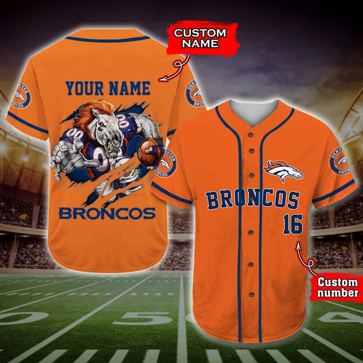 Denver Broncos NFL Custom Name Baseball Jersey Shirt Gift For Men And Women  Fans - Freedomdesign