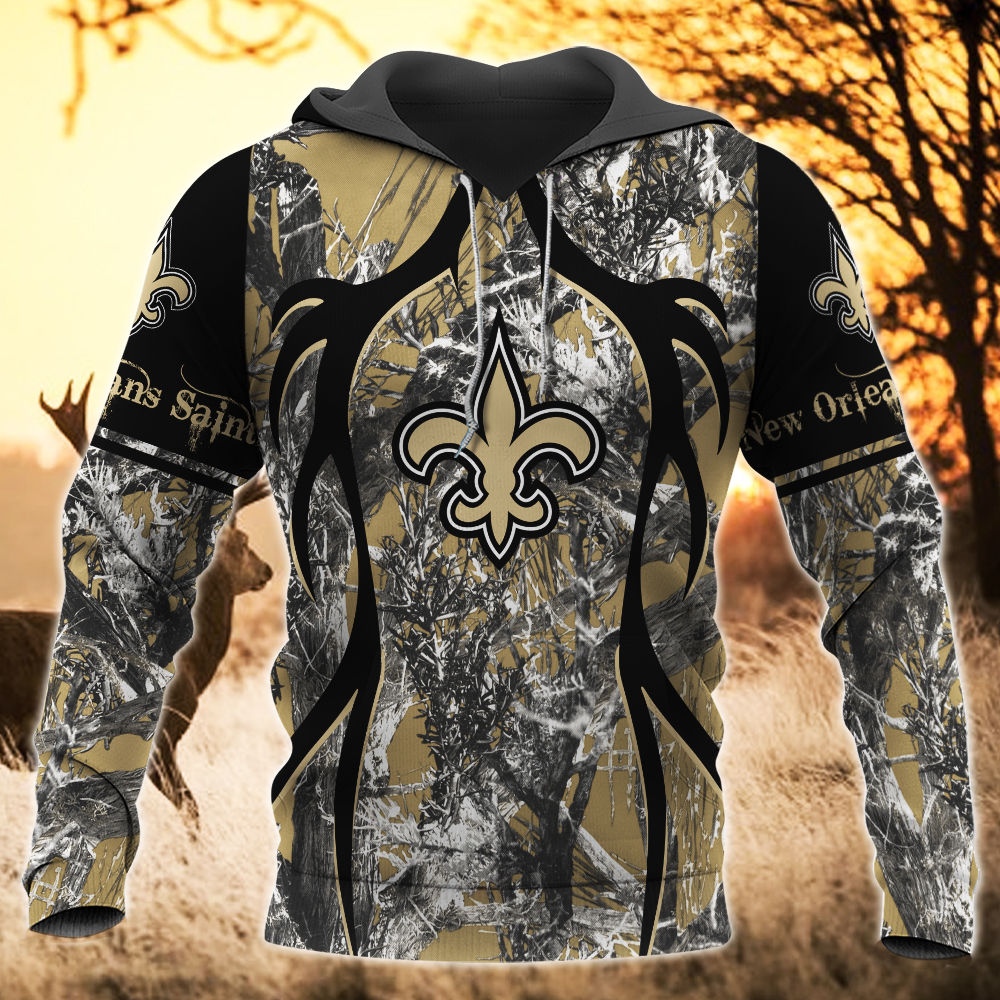 20- New Orleans Saints- Hunting camo style -3D Hoodie,T-Shirt