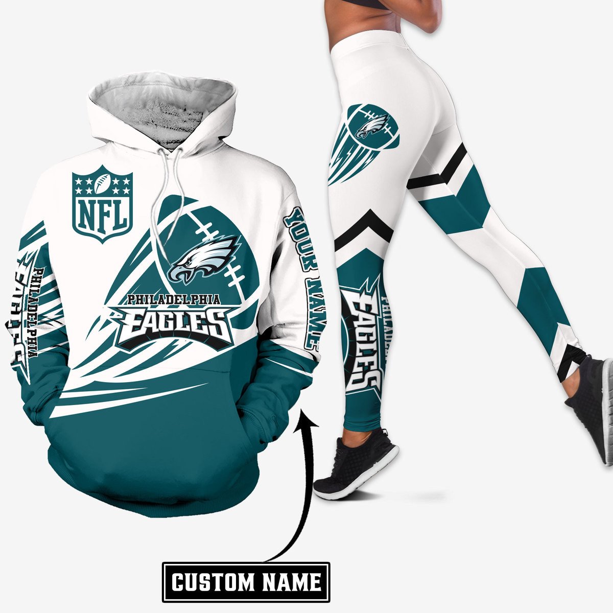 Philadelphia Eagles Fly Eagles Fly Hoodie Leggings Set - Growkoc