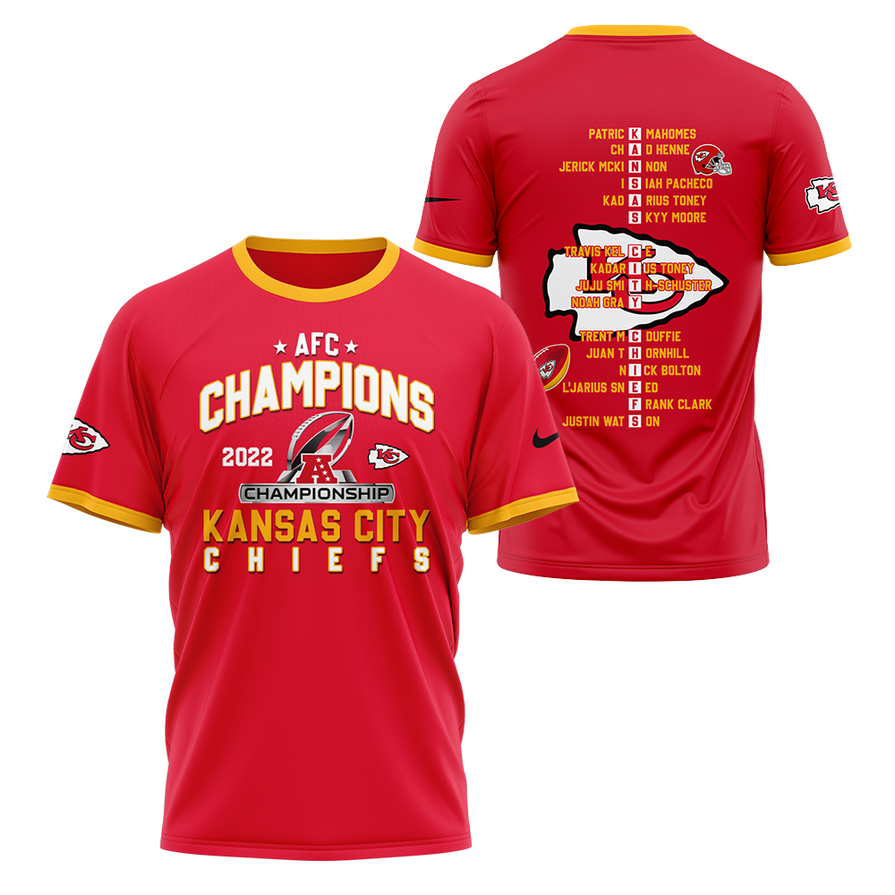 Kansas City Chiefs-Unisex Tshirt AFC 2022 Champions V1 Red - Winx Merch