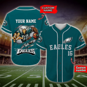 Philadelphia Eagles-NFL BASEBALL JERSEY CUSTOM NAME AND NUMBER