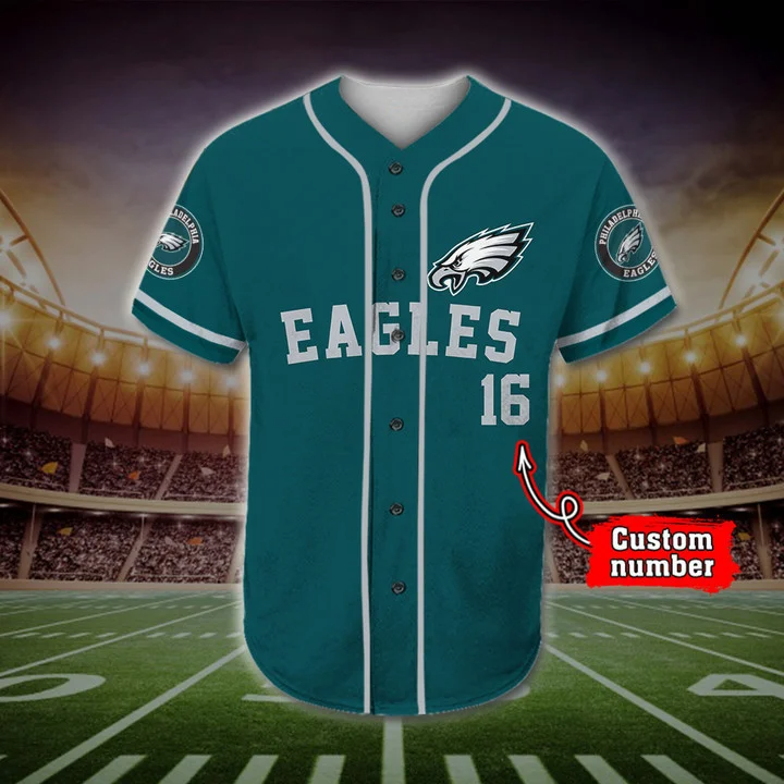 Philadelphia Eagles-NFL BASEBALL JERSEY CUSTOM NAME AND NUMBER Impressive  Gift For Men And Women FansImpressive Gift For Men And Women Fans