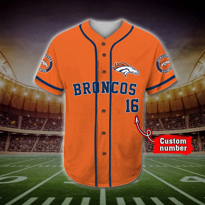 Denver Broncos-NFL BASEBALL JERSEY CUSTOM NAME AND NUMBER Impressive Gift  For Men And Women FansImpressive Gift For Men And Women Fans