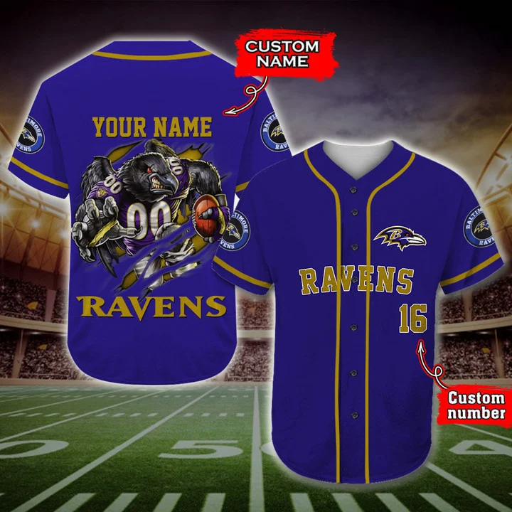 NFL Hello Kitty Baltimore Ravens Baseball jersey Shirt Custom