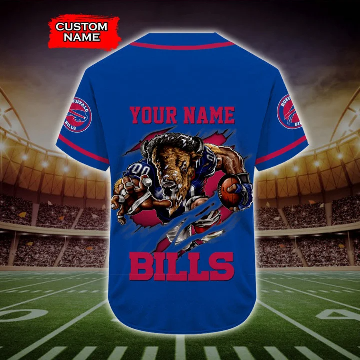 Buffalo Bills NFL Baseball Jersey Shirt Skull Custom Number And