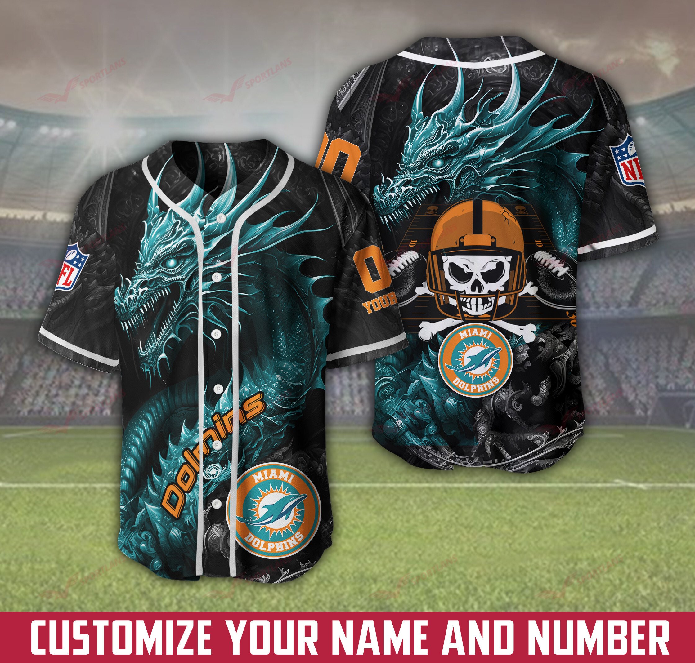 Miami Dolphins-PERSONALIZED NFL 3D BASEBALL JERSEY 2002 - Winxmerch
