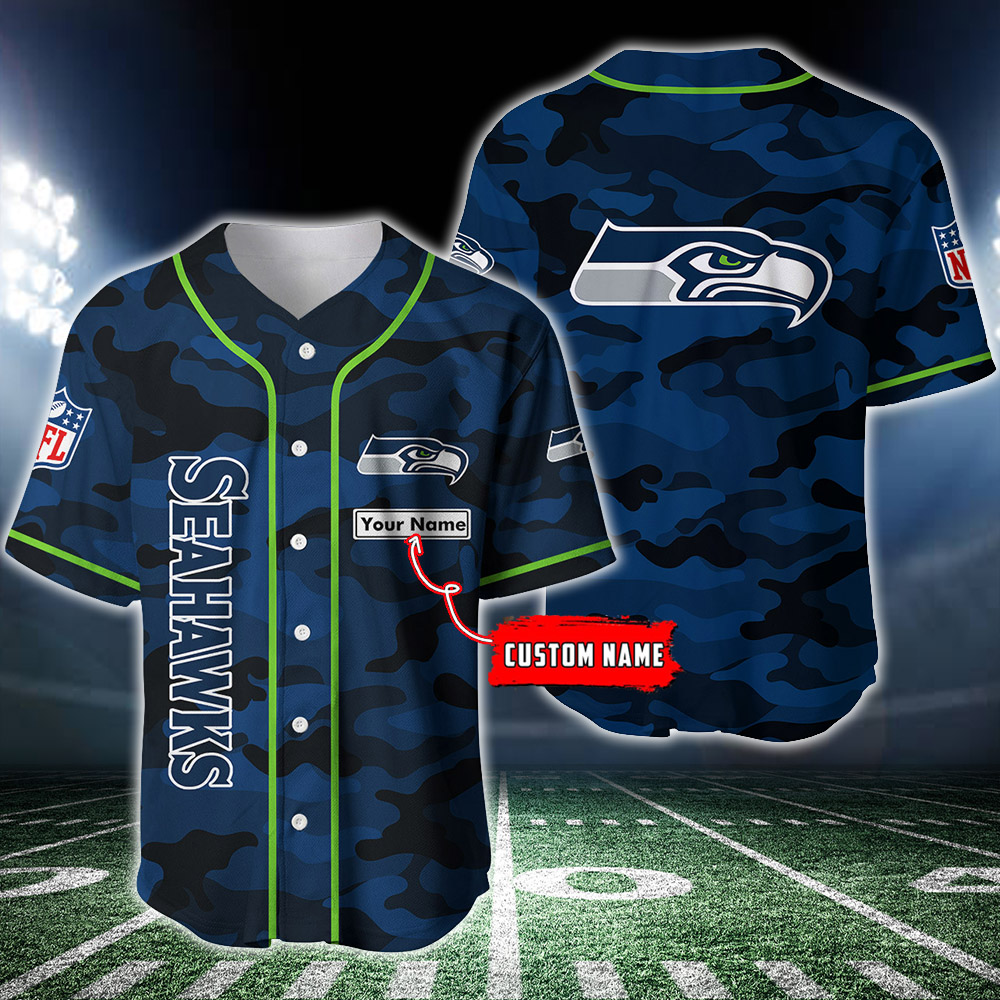 NFL Seattle Seahawks Personalized Baseball Jersey with Name and