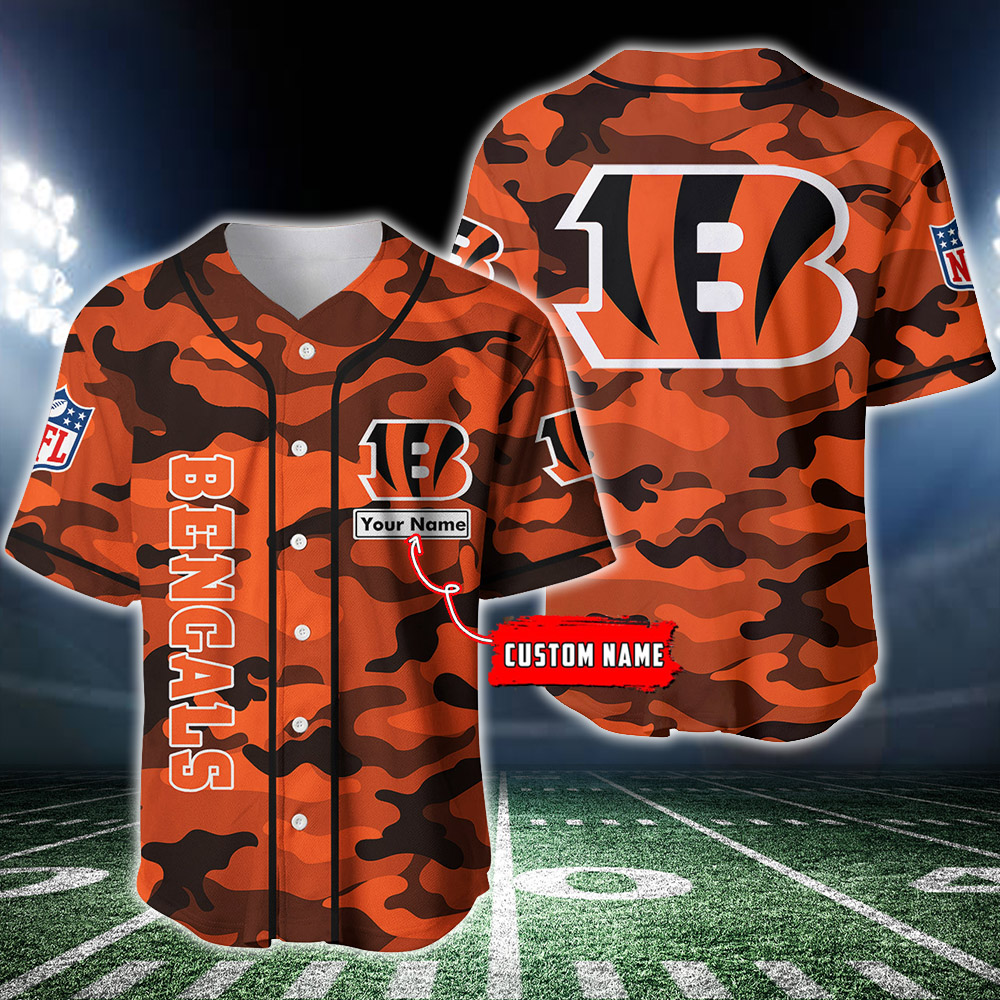 Cincinnati Bengals Personalized NFL Team Baseball Jersey Shirt