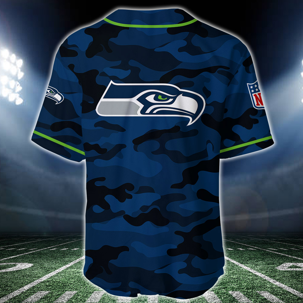 Seattle Seahawks Fan Apparel Baseball Jersey Shirt In Team Colors