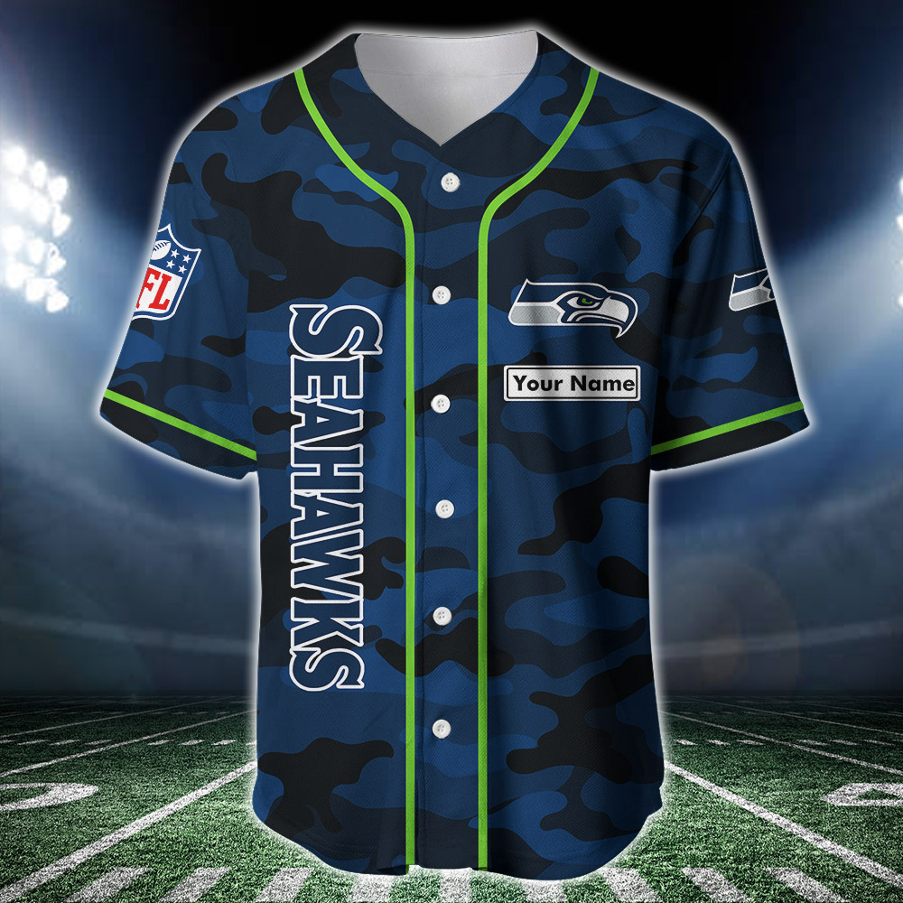 Seattle Seahawks NFL Custom Name And Number Baseball Jersey Shirt For Fans