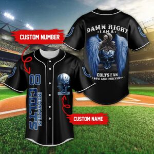 Indianapolis Colts Damn Right NFL Jersey Shirt Skull Custom Number And Name  Gift For Fans Halloween - Freedomdesign