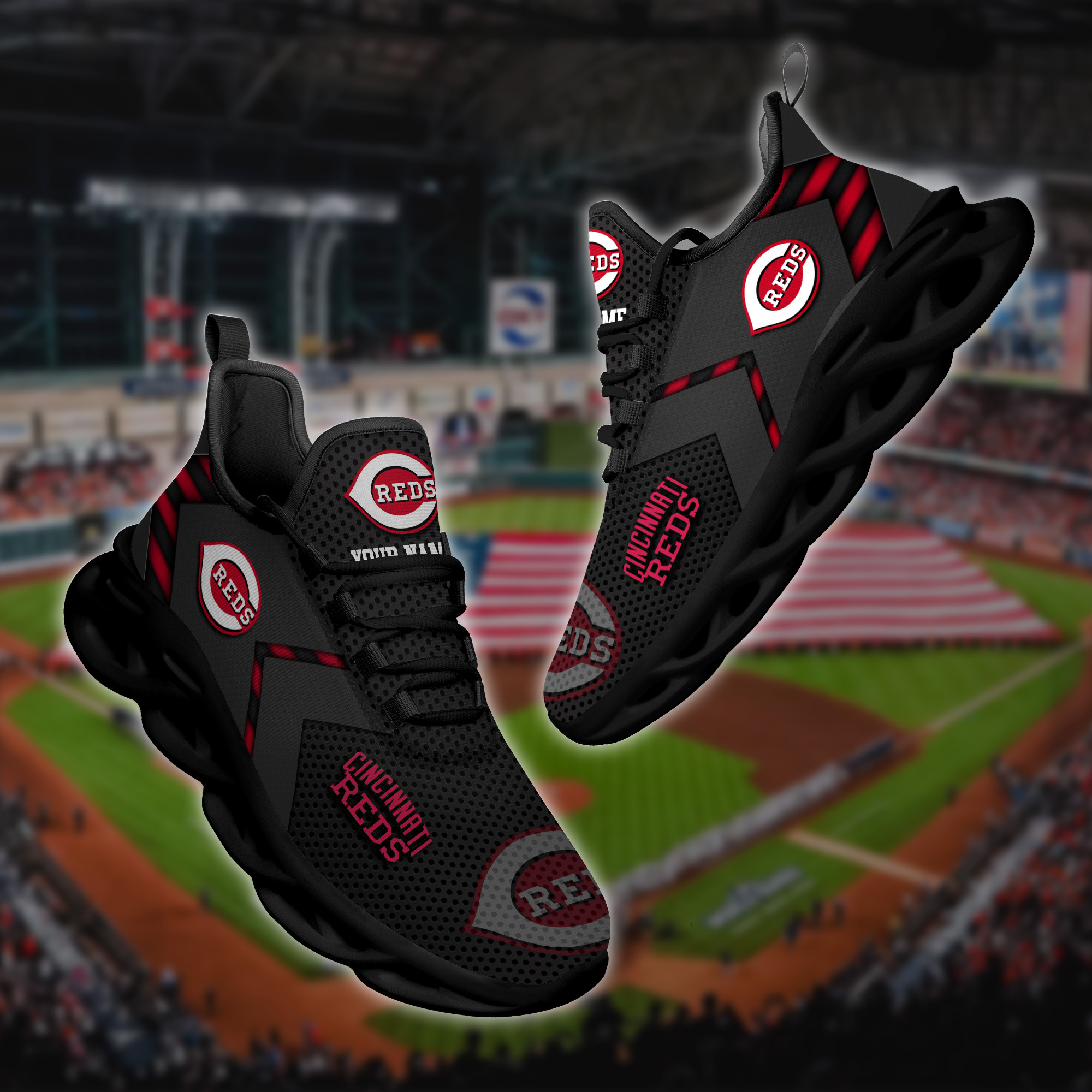 Cincinnati Reds Custom Baseball Personalized Max Soul Sneakers
