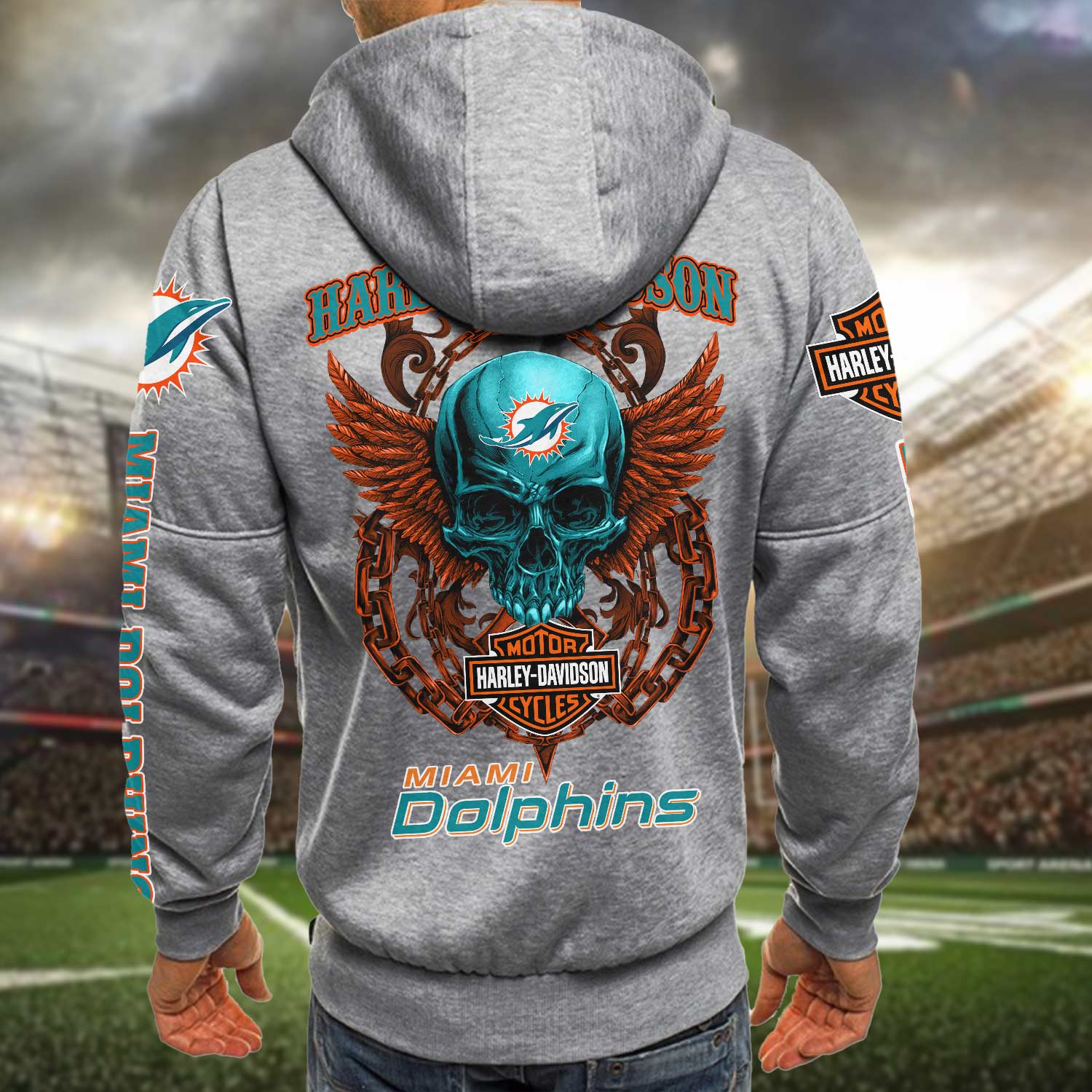 Miami Dolphins-Personalized NFL Harley Davidson D63 Hoodie-SP28022321DS04 -  Winxmerch