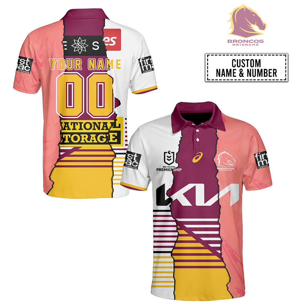 Brisbane Broncos NRL 2023 Outerstuff Performance Polo Shirt Size S-2XL!