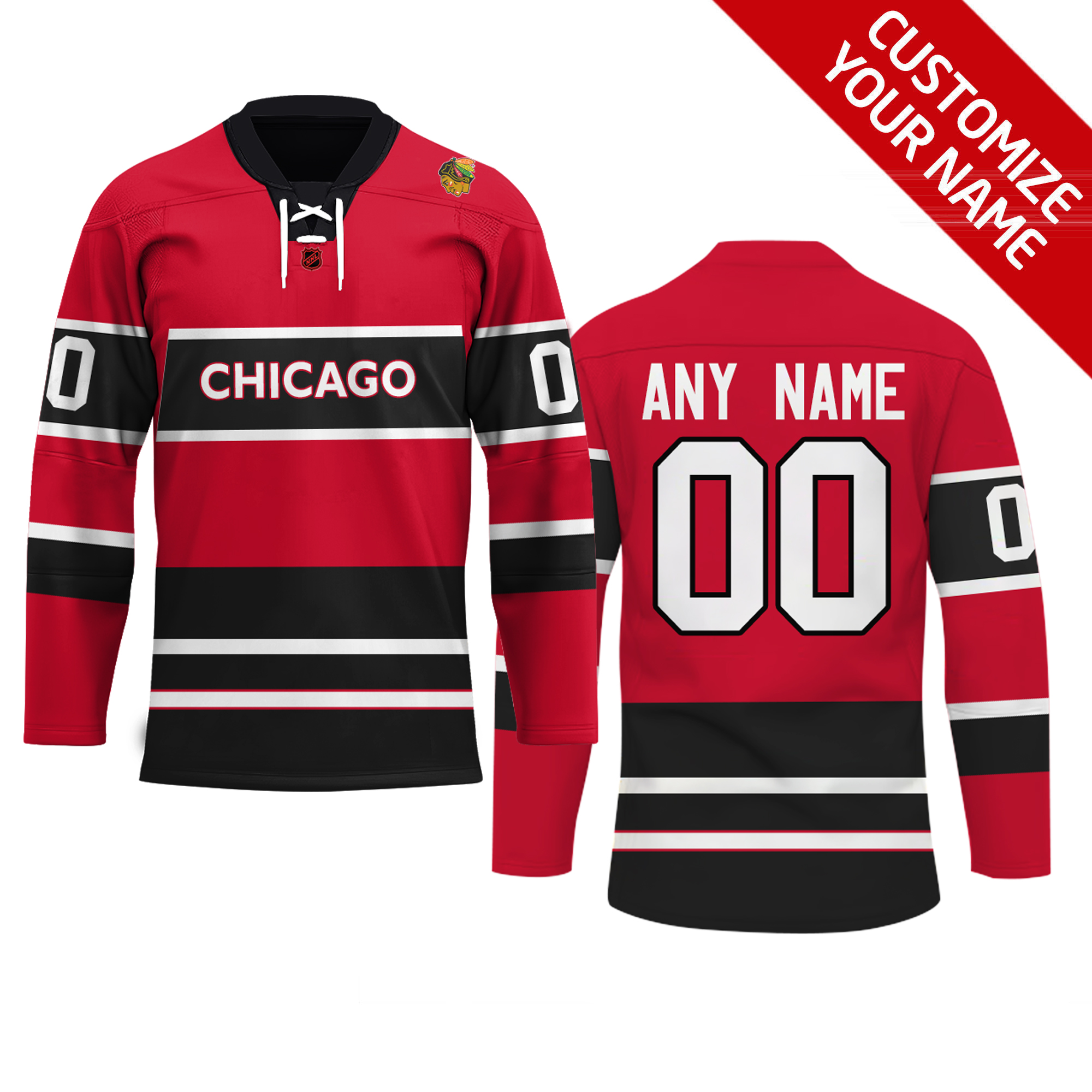 Chicago Blackhawks-Personalized NHL Reverse Retro Hockey Jersey