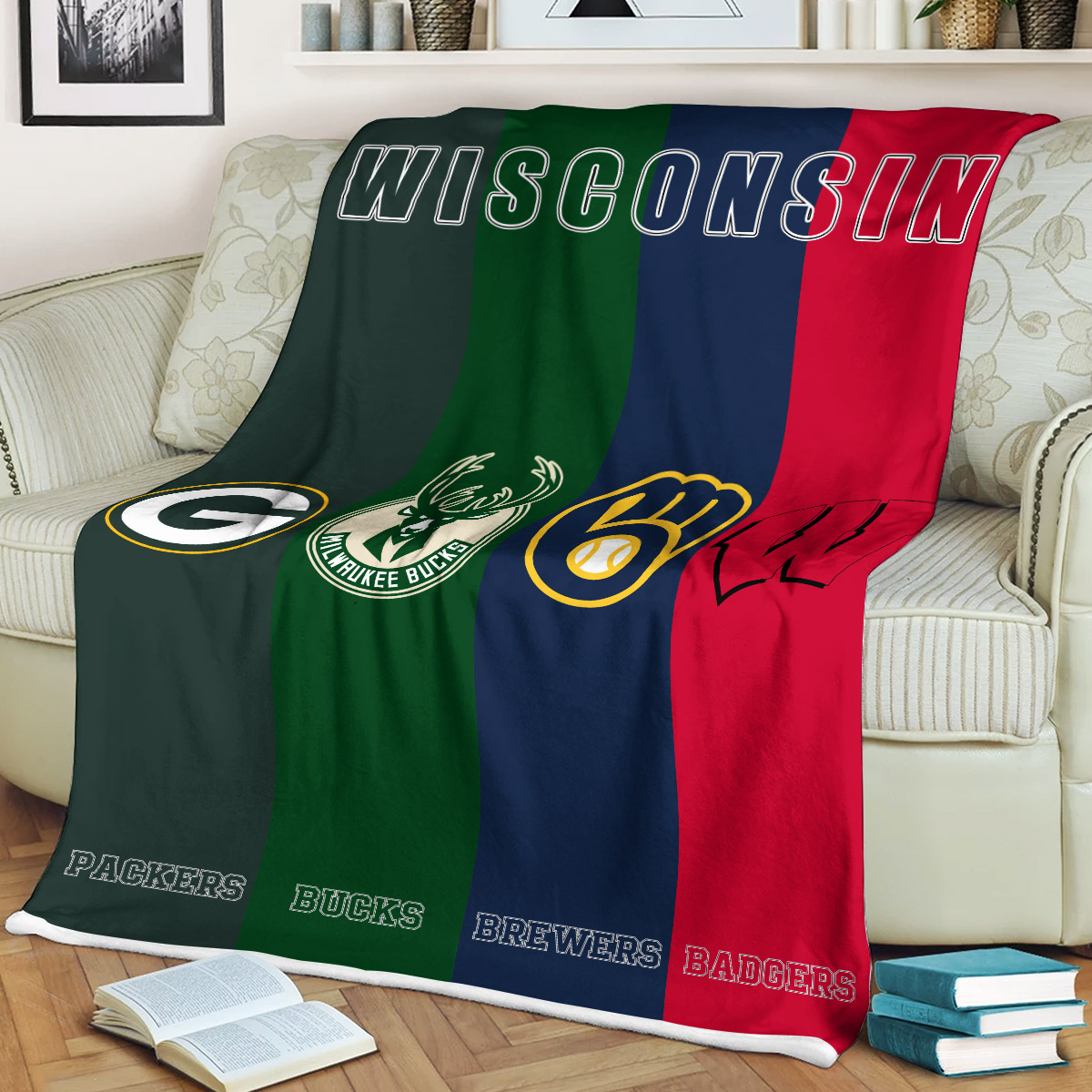 Wisconsin – Wisconsin Badgers, Green Bay Packers, Milwaukee Brewers,  Milwaukee Bucks Blanket-SP25042311ID02 - Winxmerch