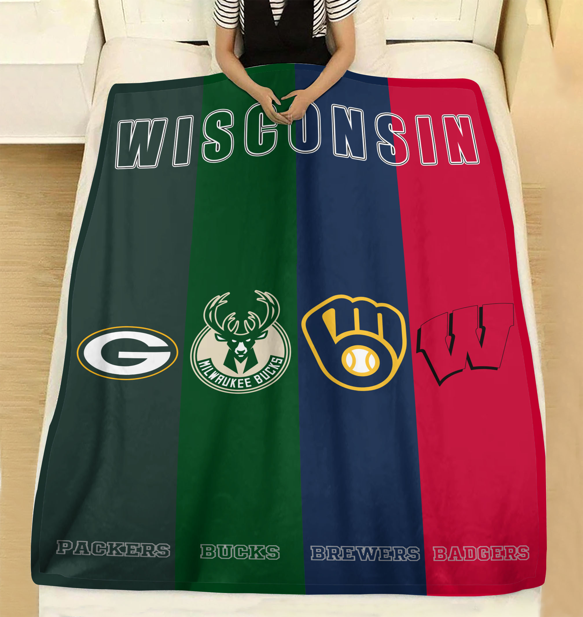 Wisconsin – Wisconsin Badgers, Green Bay Packers, Milwaukee Brewers,  Milwaukee Bucks Blanket-SP25042311ID02 - Winxmerch