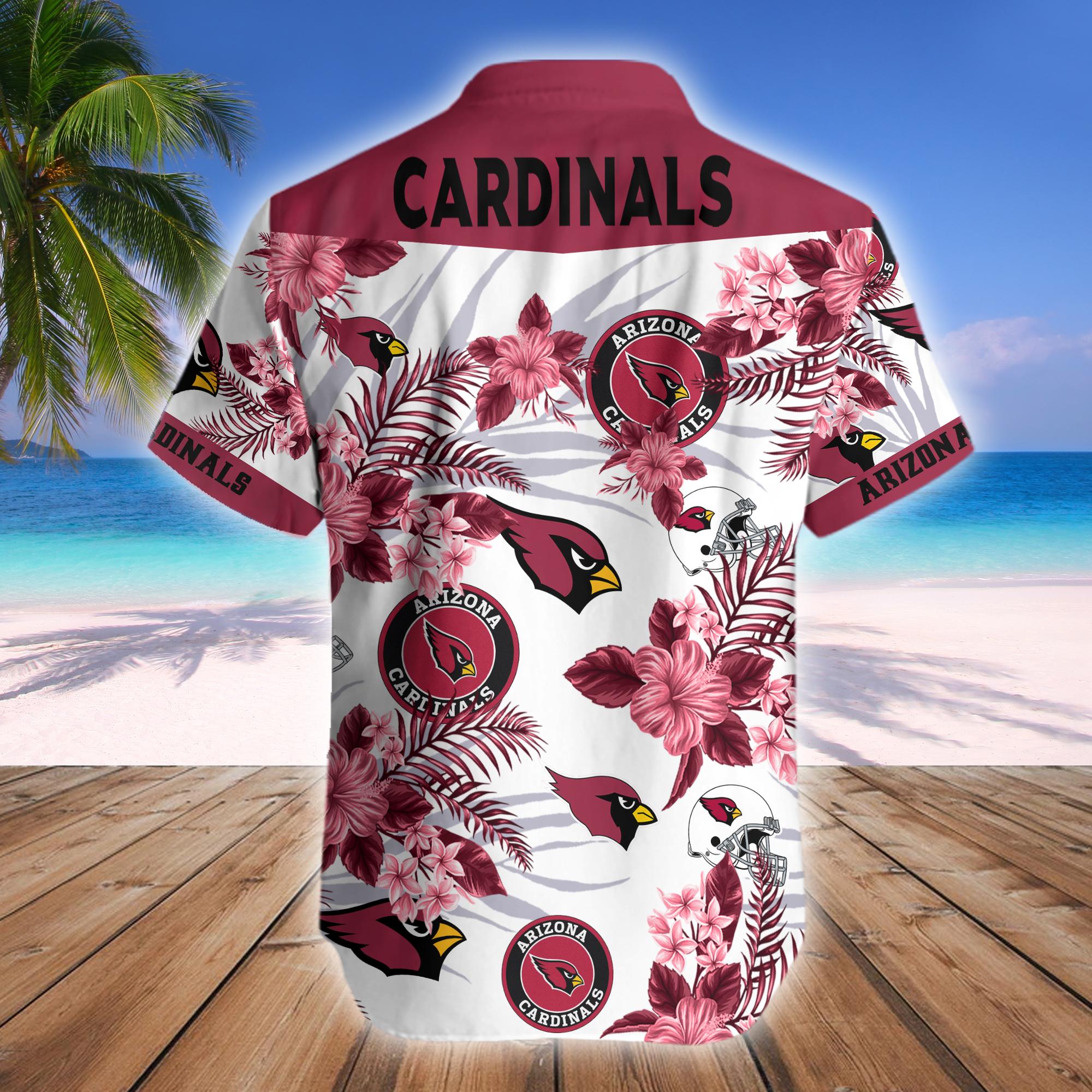 Arizona Cardinals Women's Hawaiian Flora T-Shirt Summer Deep V Neck Tee  Top Gift