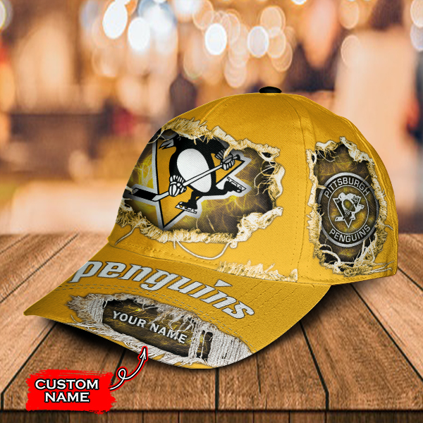 NHL Pittsburgh Penguins Wings Skull Custom Name Classic Cap