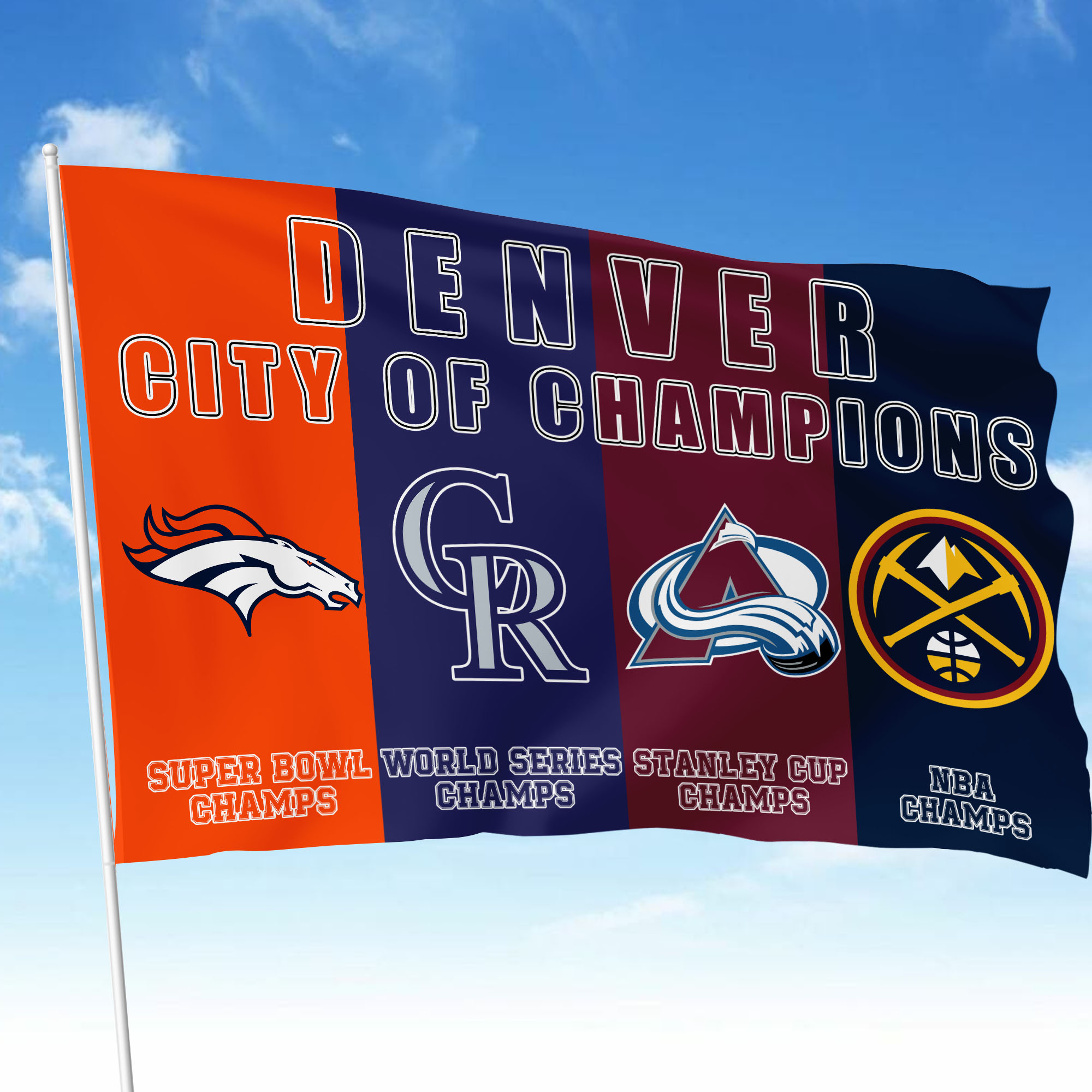 Colorado Avalanche Rockies Denver Broncos Nuggets City Champions T