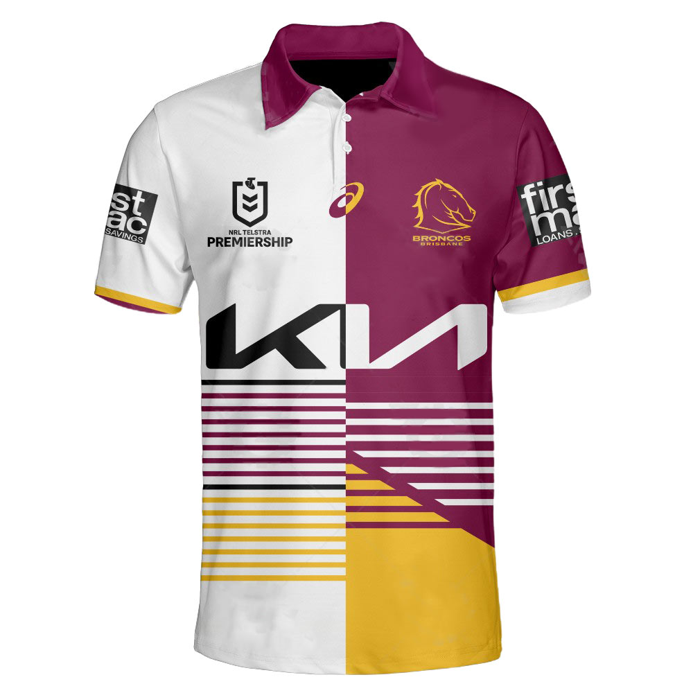 Brisbane Broncos 3D Polo Shirt NRL 2023 Custom Number And Name Gift For Men  And Women - Banantees