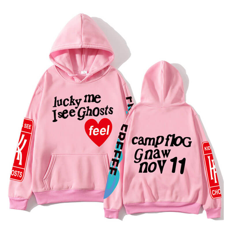 Graffiti Letters Kanye West Lucky Me I See Ghosts Hoodie Light Pink ...