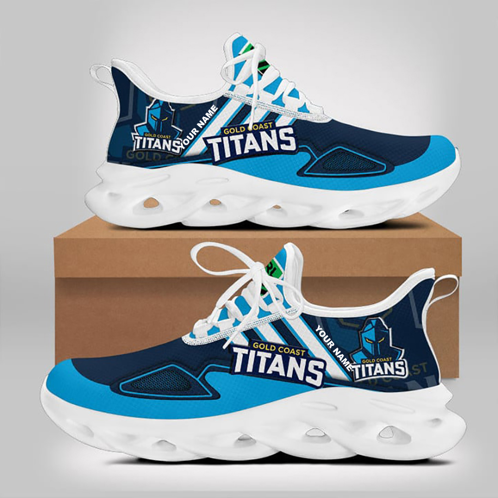 Gold Coast Titans Personalized Name NRL Max Soul Shoes Gift Fans