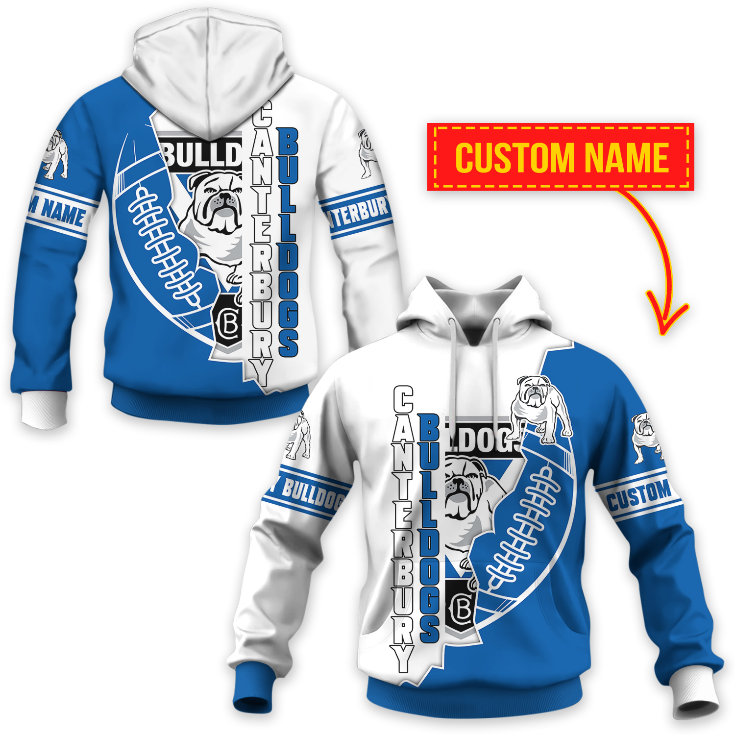 Canterbury Bankstown Bulldogs AOP NRL Custom Number And Name 3D