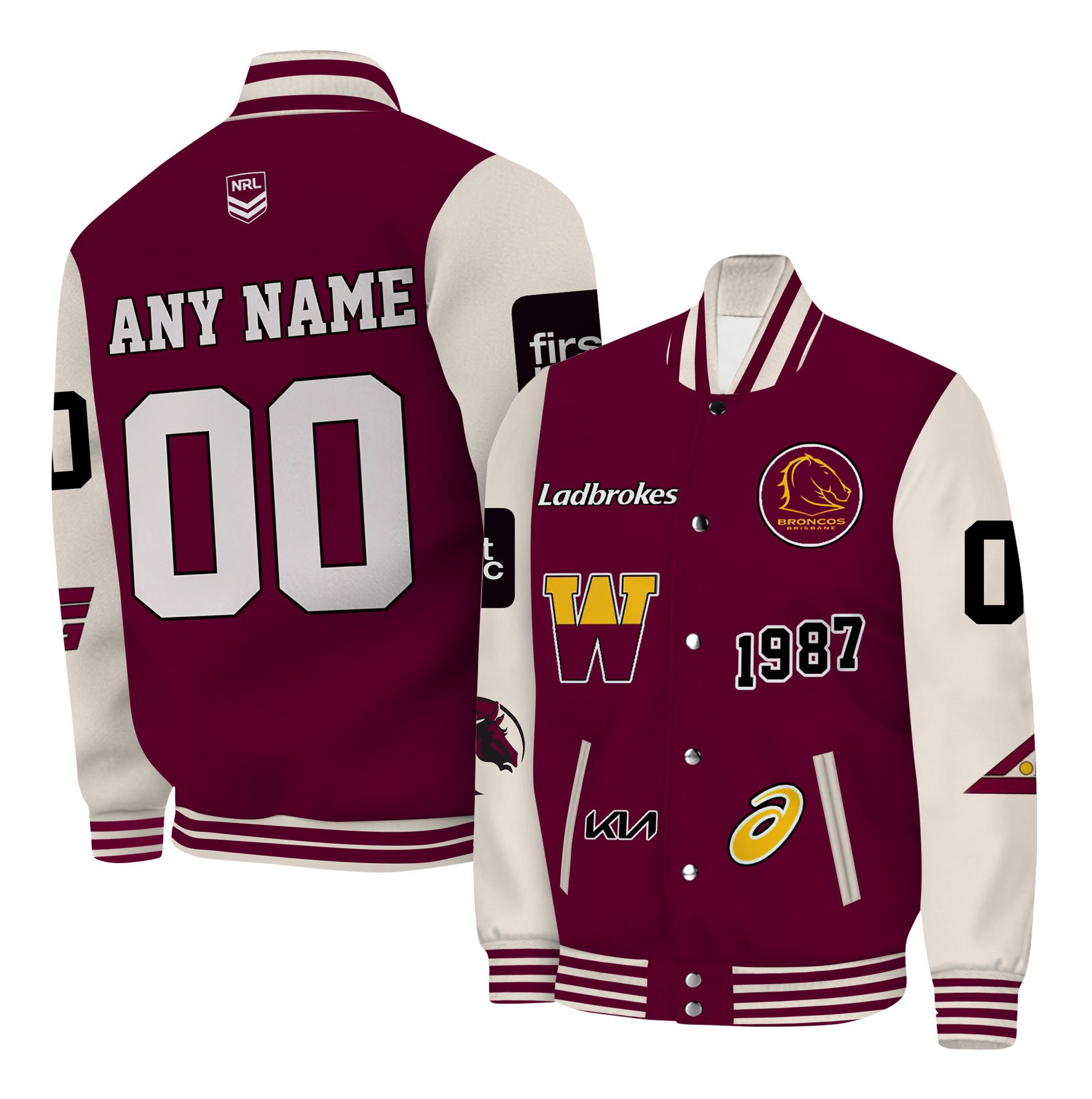 Brisbane Broncos Leather Bomber Jacket • Kybershop